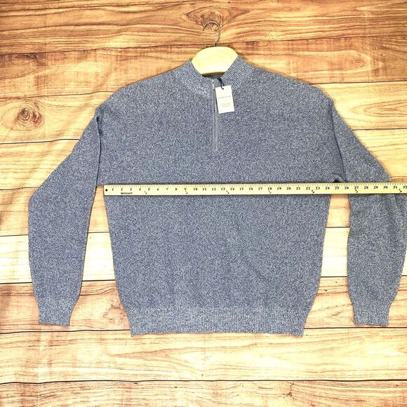 Peter Millar Heathered Blue Zip-Up Sweater - Picture 6 of 15